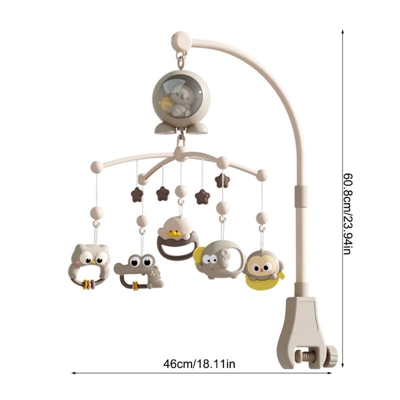 Infant Bedside Music Toy With Ceiling Light Show Auto Spin Mobile Built In Lullabies Wireless Remote For Newborns
