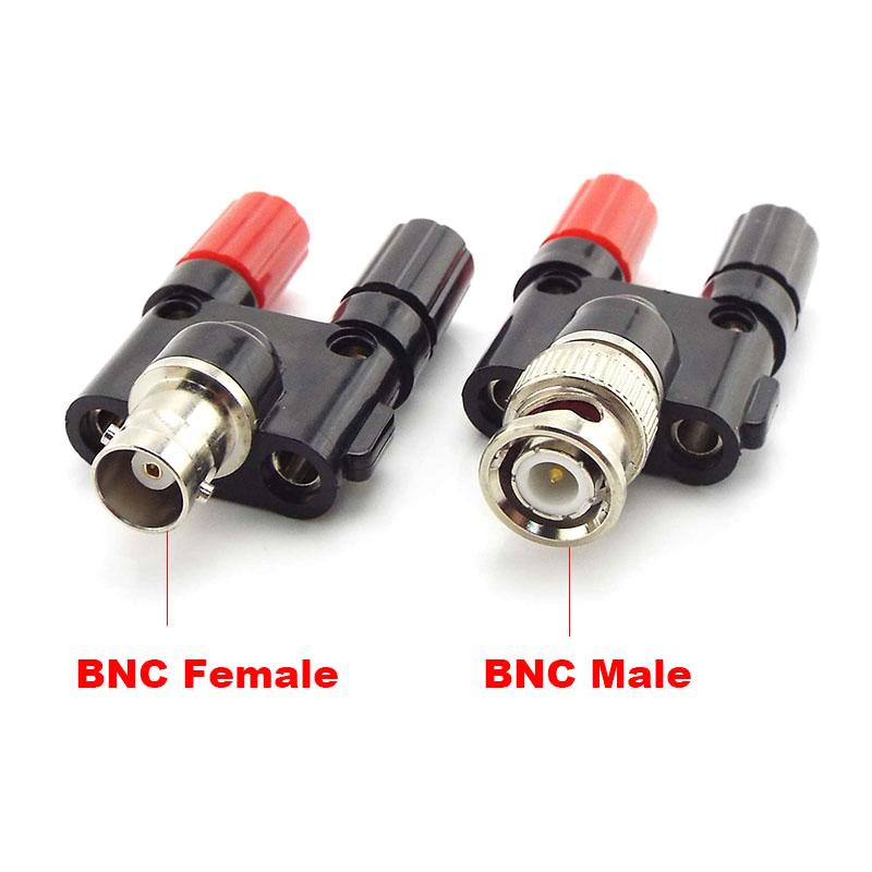 BNC Male Female To Dual 4mm Banana Jack Coaxial  Binding Post Cable Video Socket Connector for CCTV Electronic Aviation