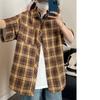 Japanese Plaid Shirt Men's Short-sleeved Spring and Autumn All-match Youth Casual Loose Tooling Shirt Jacket
