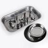 1Pcs Round Square Magnetic Parts Tray Silver Magnet Tool Organizer Stainless Steel Multifunctional Parts Bowl