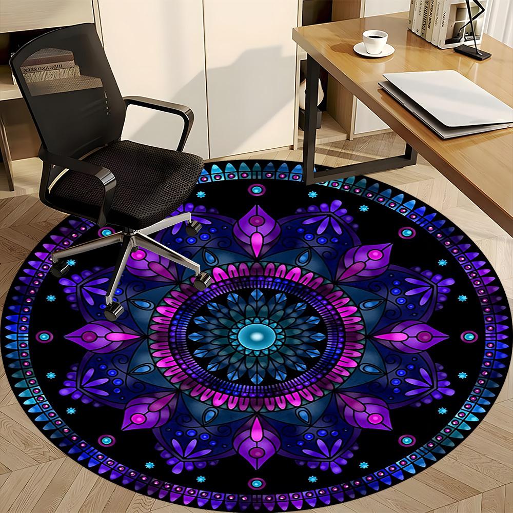 1PC Mandala Pattern Chair Carpet for Office Non-Slip, Lightweight, Machine Washable Rug for Office, Sleeping, Room - Holiday Decoryy251009103