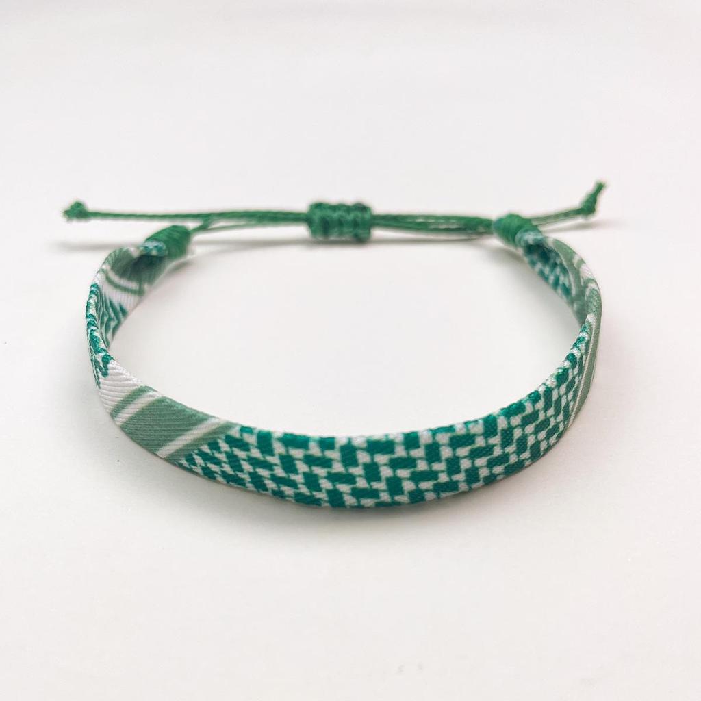 Arabic Geometric Ribbon Bracelet: Hand-Woven, Adjustable Ethnic Style