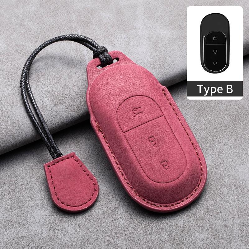 Leather Car Key Case Cover for Leapmotor T03 S01 C11 for 2025 Leapmotor C01 T03 S01 C11 Leap Motor Holder Key Fob Keychain