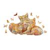 FUKUYOIZU Three Cats Wooden Animal Brain Training Mosaic Decoration Puzzle, Puzzle, Puzzle, Puzzle, Gift, (Small)