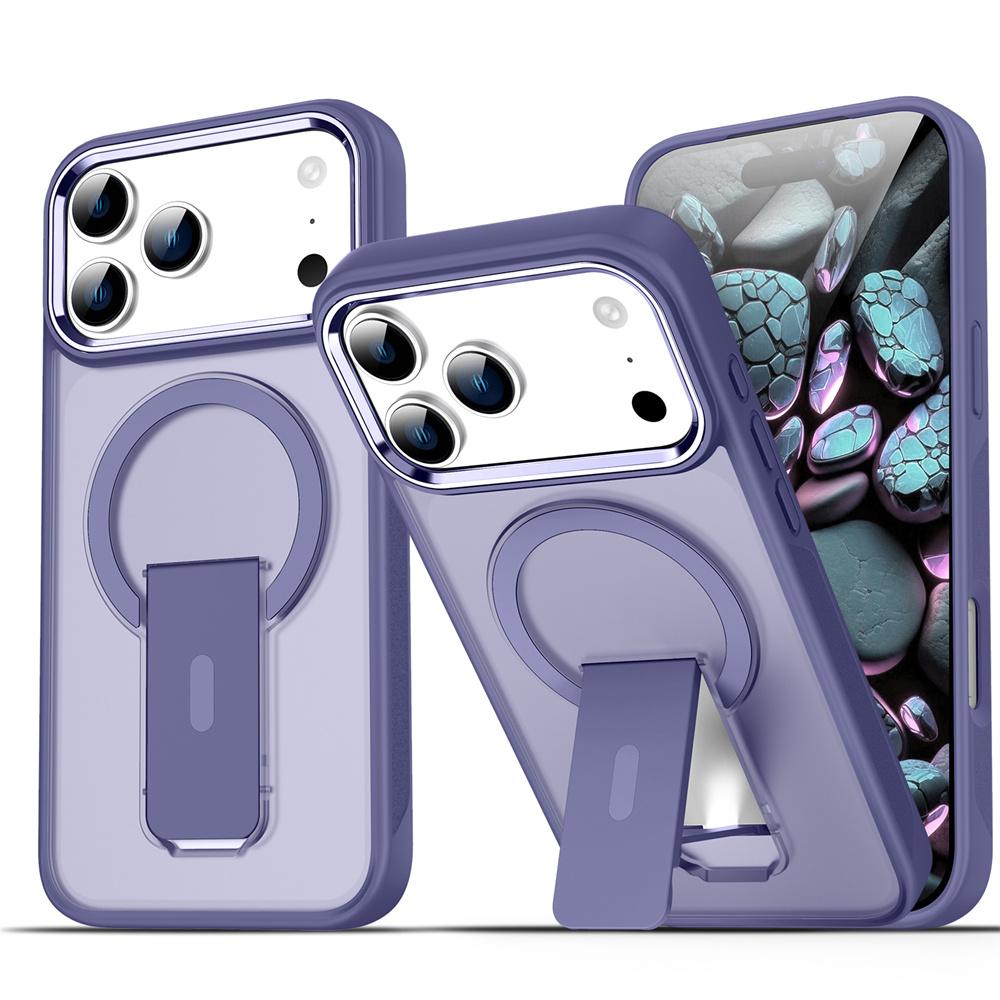 Luxury For Magsafe Folding Stand Magnetic Phone Case For 17 16 15 14 Plus 13 12 11 Pro Max Matte Translucent Back Cover
