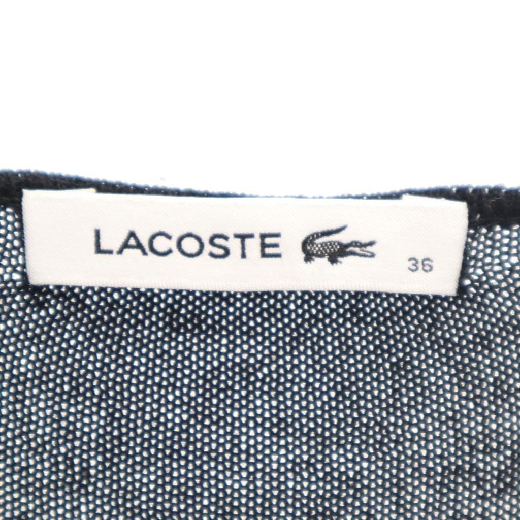 LACOSTE Made in Japan 100% wool Long sleeve V neck one piece 36 black Women Used