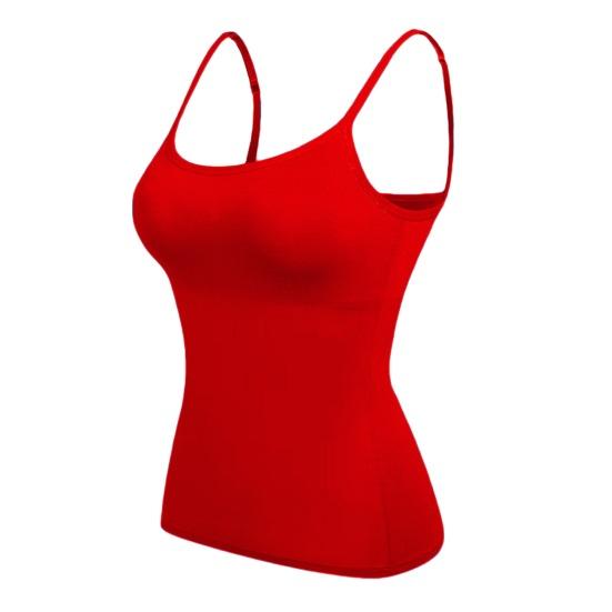 Women's Padded Cami Tank Tops Double Lined Spaghetti Strap Camisole Shirts with Built in Bra Slim Fitted Basic Summer Going Out Top