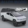 1/32 Tesla Pickup Trailer RV-Modellbausatz, Geländewagenlegierung, Automodell aus Druckgussmetallspielzeug, LKW-Modellsimulation mit Sound und Licht, mit RV