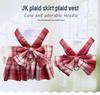 Pet Plaid Skirt Vest Harness & Leash Set for Dogs & Cats