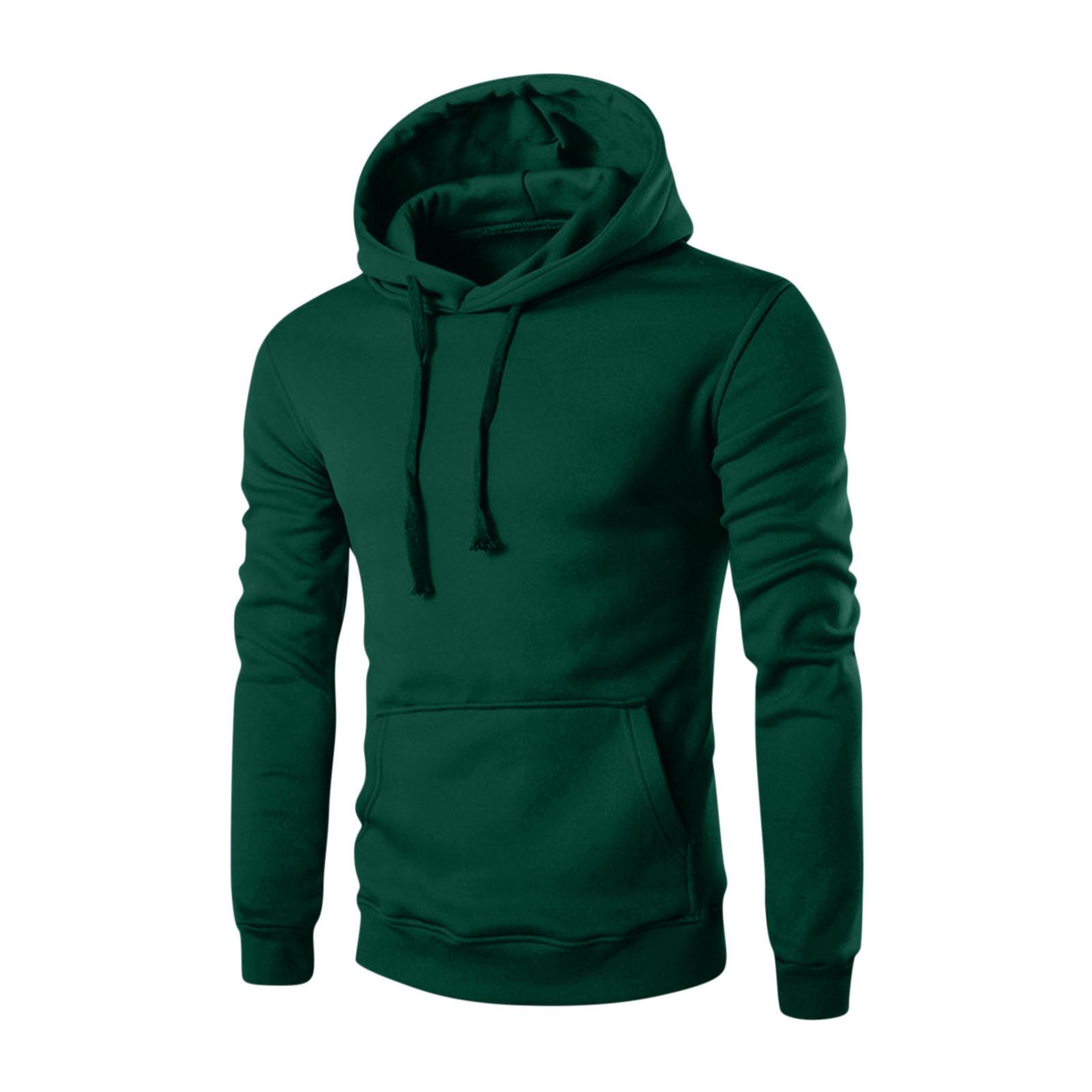 

Men s Solid Color Hooded Sweatshirt Men s Casual Sports Long Sleeved Pullover Sweatshirt L