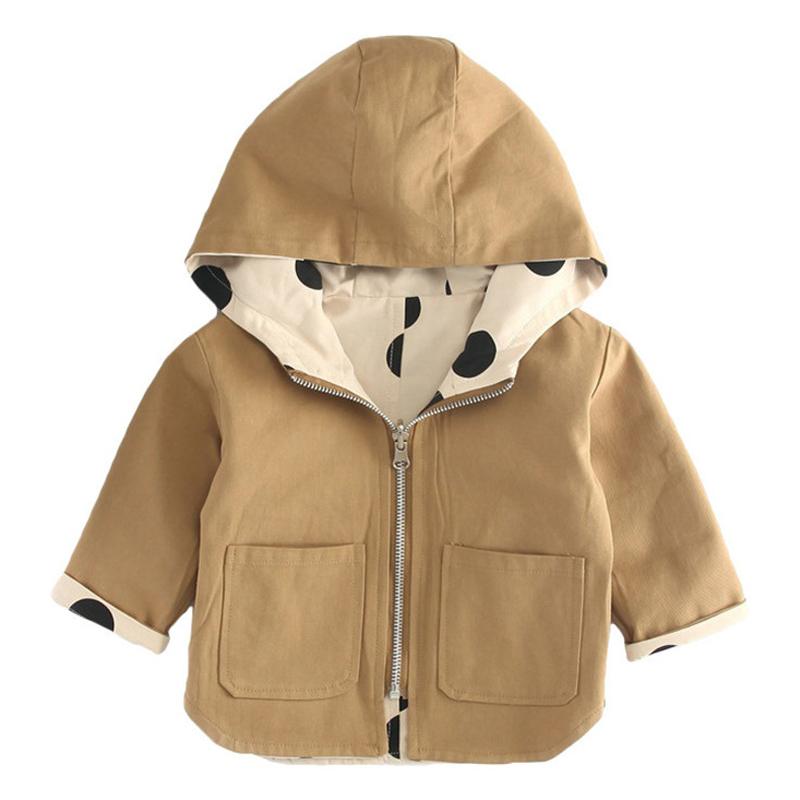 New Kids Windbreaker Coat Jackets Baby Girls Polka Dot Hooded Outwear Baby Girls Coats Jacket Clothing Children Clothes Tops