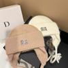 Winter Hot Diamond Rabbit Wool Knitted Warm Ear Protection Hat Outdoor Light Luxury Wool Hat Fashionable Letter Cold Hat