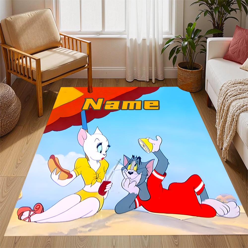 Looney Farm Animal Friends Customize Your Name Floor Rug Office Rug Suitable for Balcony Entryway Dormitory Foyer Anti-slip Rug Anime Office Decor