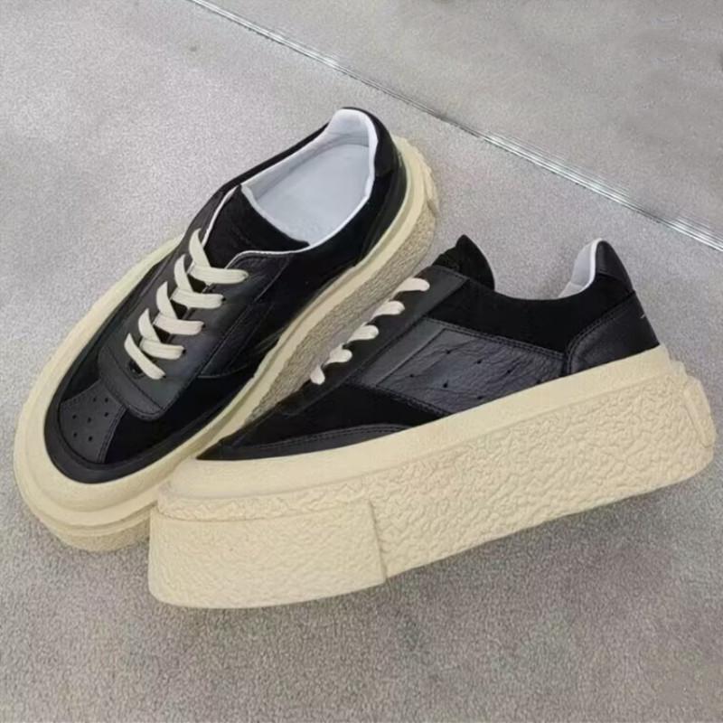 

2026 Spring New Leather Women s Thick Sole Cake Shoes Fashi Little White Shoes Casual Shoes Elevated Sports Shoes 40 чорний