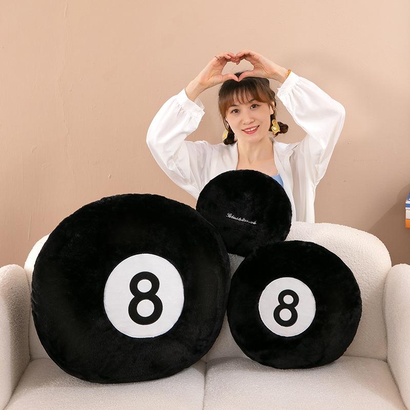 Custom Black 8 Ball Pillows Shape Cushions Logo Covers Decoration Home Sofa Designer Round Throw Pillow