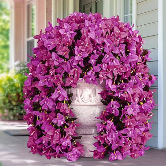 2Pcs Hanging Artificial Bougainvillea Speetabilis UV Resistant Realistic Fake Flower Wedding Party Indoor Outdoor Garden Yard Wall Hanging Faux Bloom