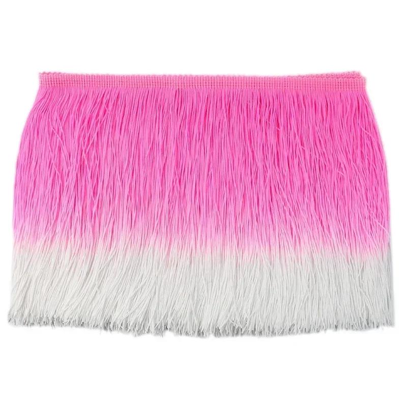 Meetee 2/3/5M 20cm Coloured Fringe Tassel Clothing Curtain Lace Trim Webbing Ribbons for Sewing Latin Dress Fabric Accessories