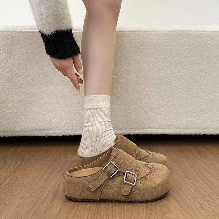 Thick-soled Birkenstock bag head half slippers, new lazy height-increasing Birkenstock shoes in spring