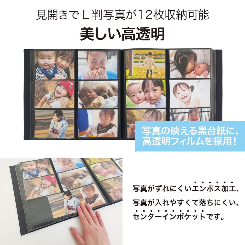 Nakabayashi Simple Color Pocket Album Large Capacity L Size 720 Photos Storage IT-SCV6L-720-W White