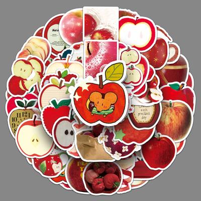 50 Apple Graffiti Stickers Small Fresh Fruit Cute Ins Style Decorative Mobile Phone Case Manual Ledger Tablet Stickers