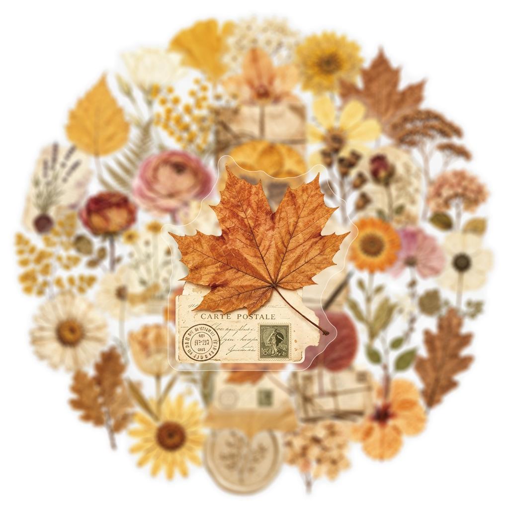 50Pcs/Set Wabi-sabi. Retro Flowers & Leaves Series 06 PET Stickers Waterproof DIY Fashion Doodle Decals Stickers