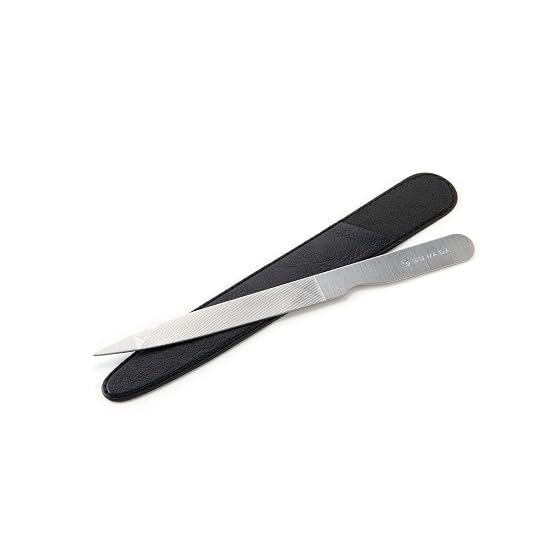 SUWADA Stainless Steel Nail File 150mm with Case (Black) Made in Japan 150mm - B0BLXV7GQL