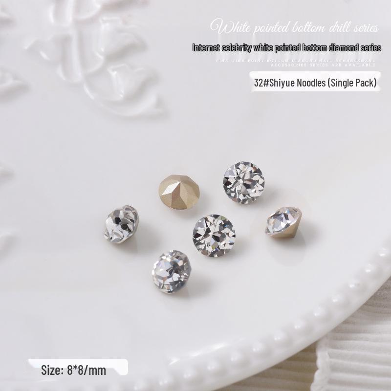 Nail Art Decorations: Transparent Pointed Rhinestones - Heart, Water Drop, Square, Butterfly Shapes