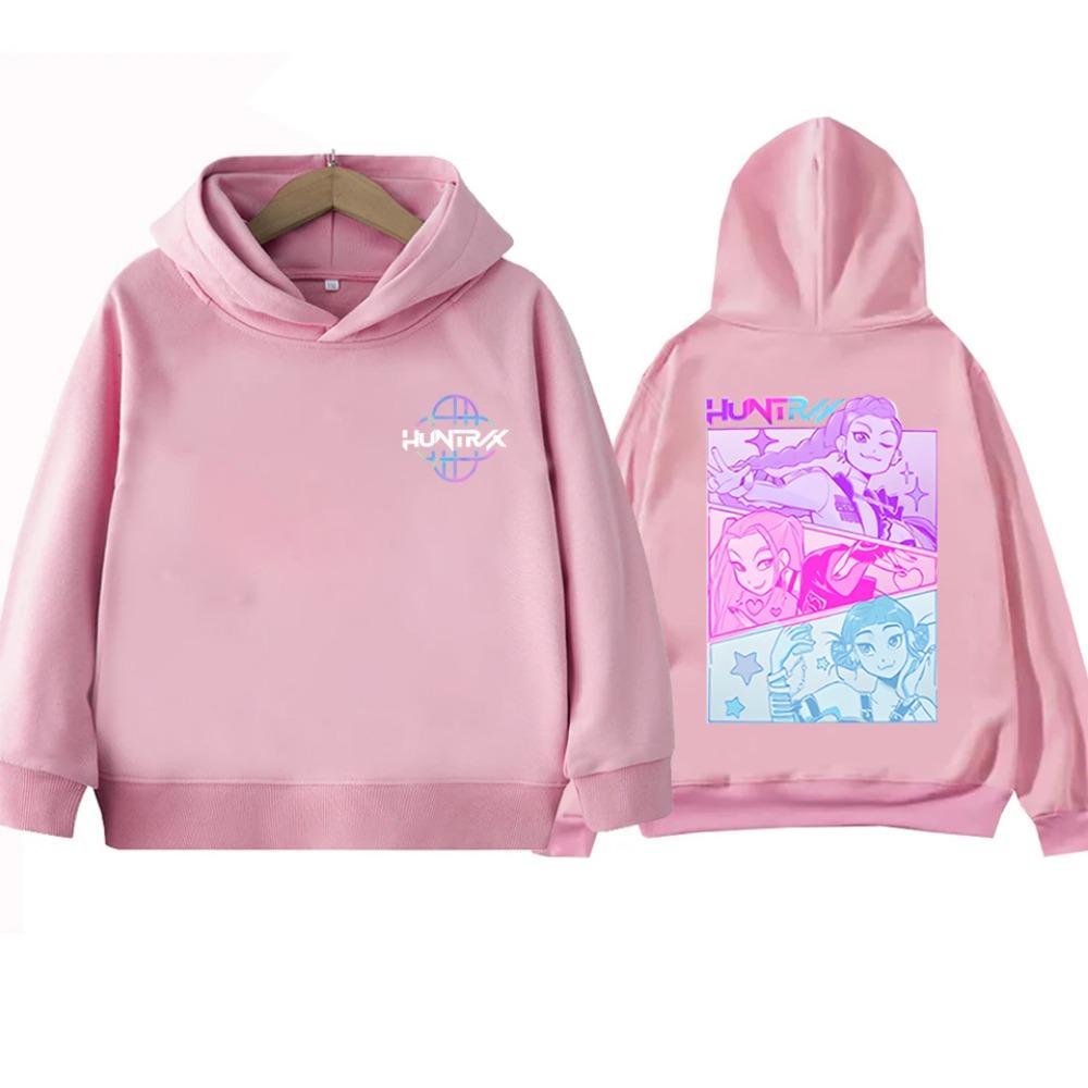 

K-pop Охотница на демонов Руми Нелепый мультяшный принт Толстовки с длинным рукавом для девочек/мальчиков Детская мода корейской волны Повседневная теплая верхняя одежда 100