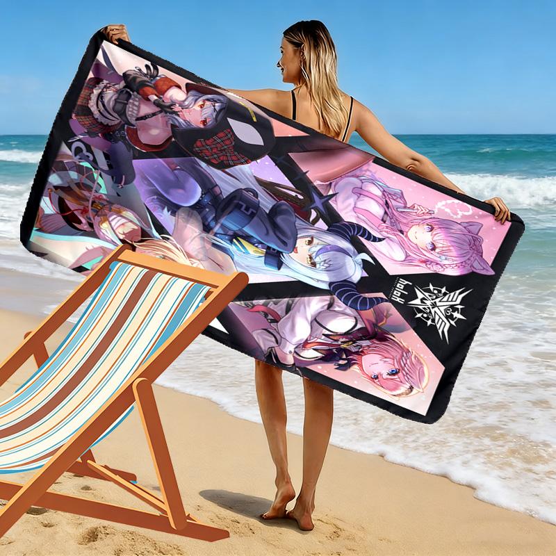 HoloLive & NIJISANJI 2D Flat Print Beach Towel, Large Soft Quick Dry Towel for Beach Camping SwimmingDSTJ0925111