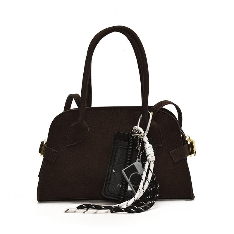 

Осенняя сумка женская новая модная универсальная на плечо, сумка-мессенджер, нишевая ретро сумка-ракушка Without pendant темно-коричневого