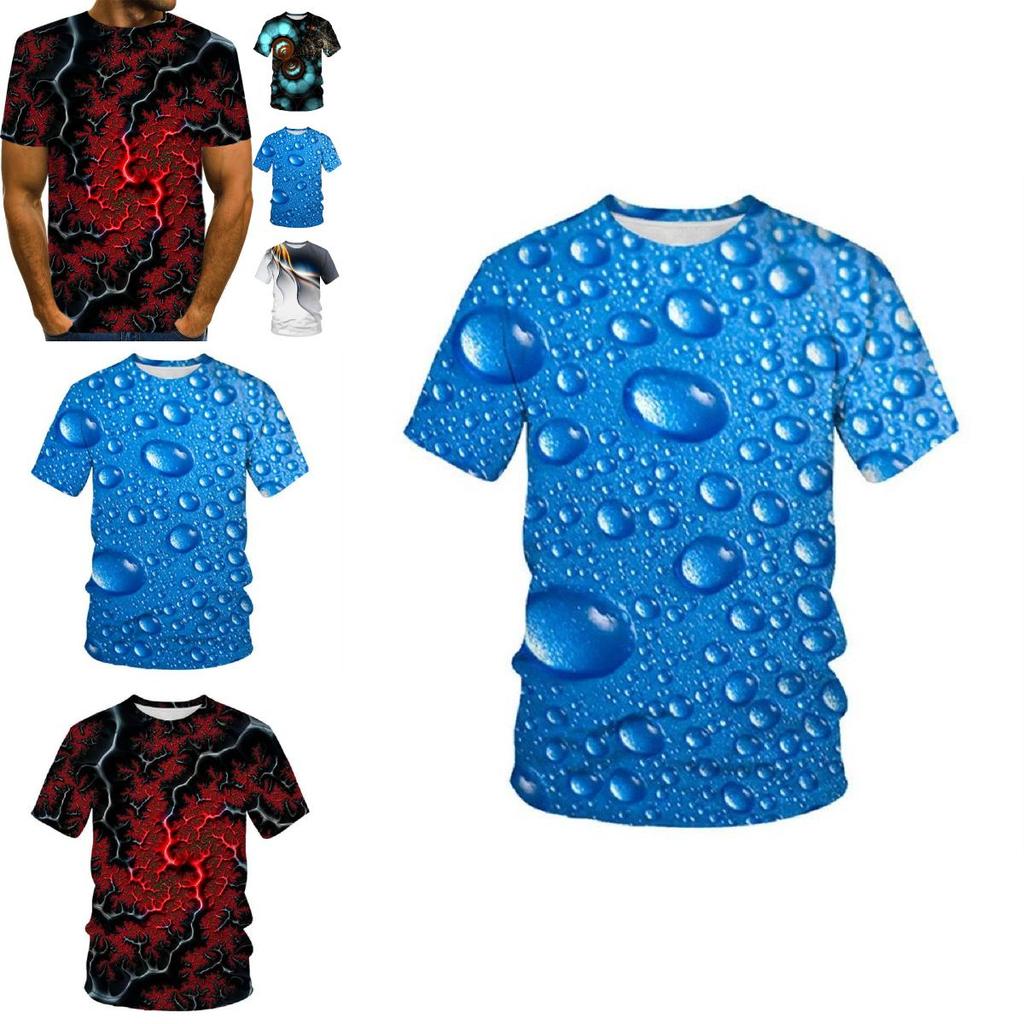 Mesmerizing 3d Printed Mens T-shirt With Unique Raindrop Design O-neck Summer Tops
