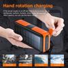 Hand-Crank Solar Power Bank 30000mAh with Built-in Cables and LED Light for Camping and Mobile Use