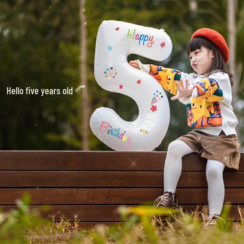 2nd Birthday Smiley Face Number Balloons for Kids - Outdoor Decoration & Photo Props (Boys & Girls)