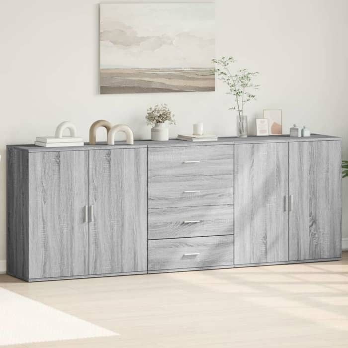VidaXL Buffets 3 pcs Sonoma gris Bois d'ingénierie, armoire de rangement, meuble d'entrée, meuble d'appoint, meuble de 3276614