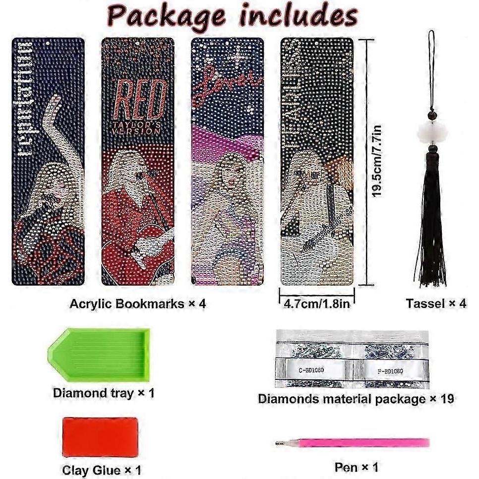 Taylor Brand Diamond Art Bookmarks Set for Enthusiasts 4 Pieces