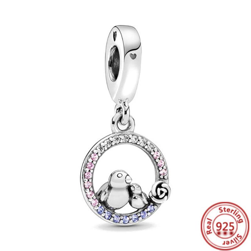 925 Copper Cute Animal Series Cat Dog Elephant Unicorn Bird Pendant Lucky Beads Fit Original Pantaro Charms Bracelet DIY Zircon