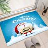 Christmas Themed Door Mat with Santa Claus Elk Snowman Pattern Non Slip Absorbent Indoor Outdoor Welcome Mat for Home Decor