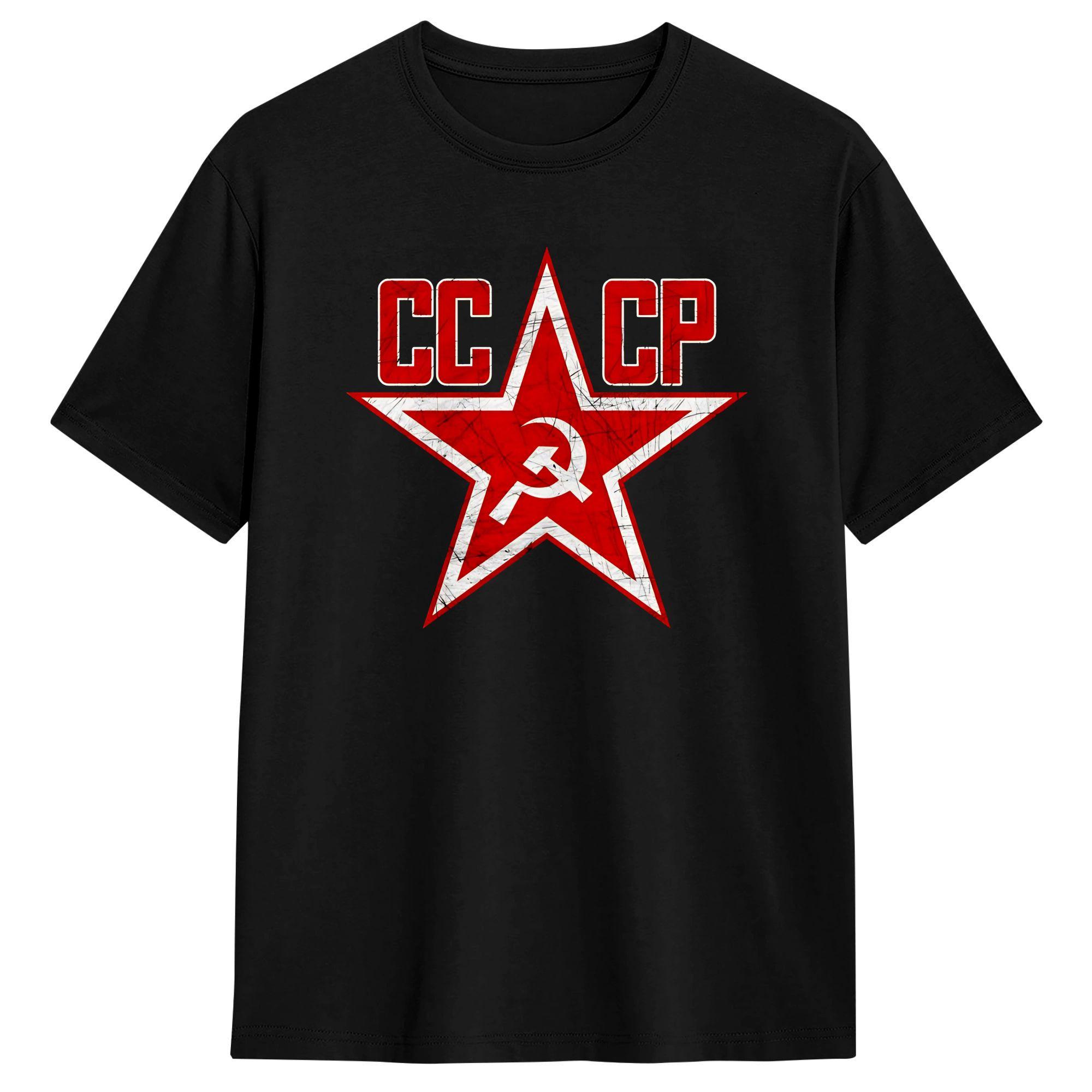 

Russian Soviet Red Star Cccp T-Shirt Summer Fashion T Shirts Couple 100 Cotton O Neck Plus Size Tees Short Sleeves Vintage Tops S разноцветный