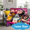 Custom Name Fantasy Night Trio K-Pop Blanket bed sofa Blanket Flannel Blanket for Camping, Hiking, Picnic Essentials,gift for Fan family