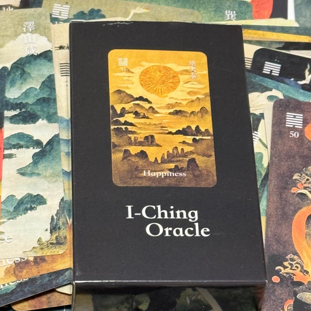 I-Ching Oracle Deck 64 Cards Traditional Ink Art Style Chinese Divination Tool for Spiritual Guidance and Meditation
