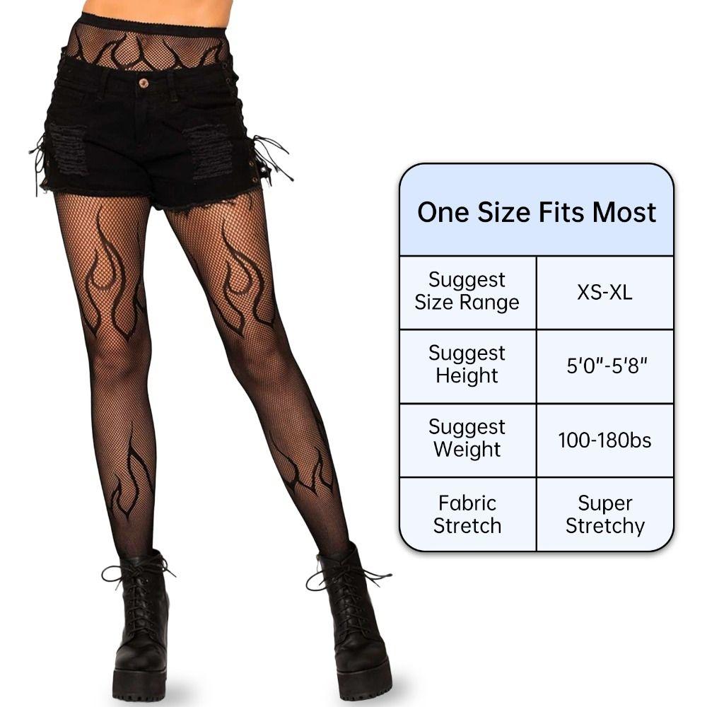 Sexy Flame Pattern Fishnets Black Fishnet Tights  for Dance Party/Halloween/Cosplay