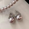 Pearl Earrings Women's Light Luxury High-end Horseshoe Earrings Have Atmospheric Temperament and Unique Ear Buckles Rose Purple Versatile Earrings.