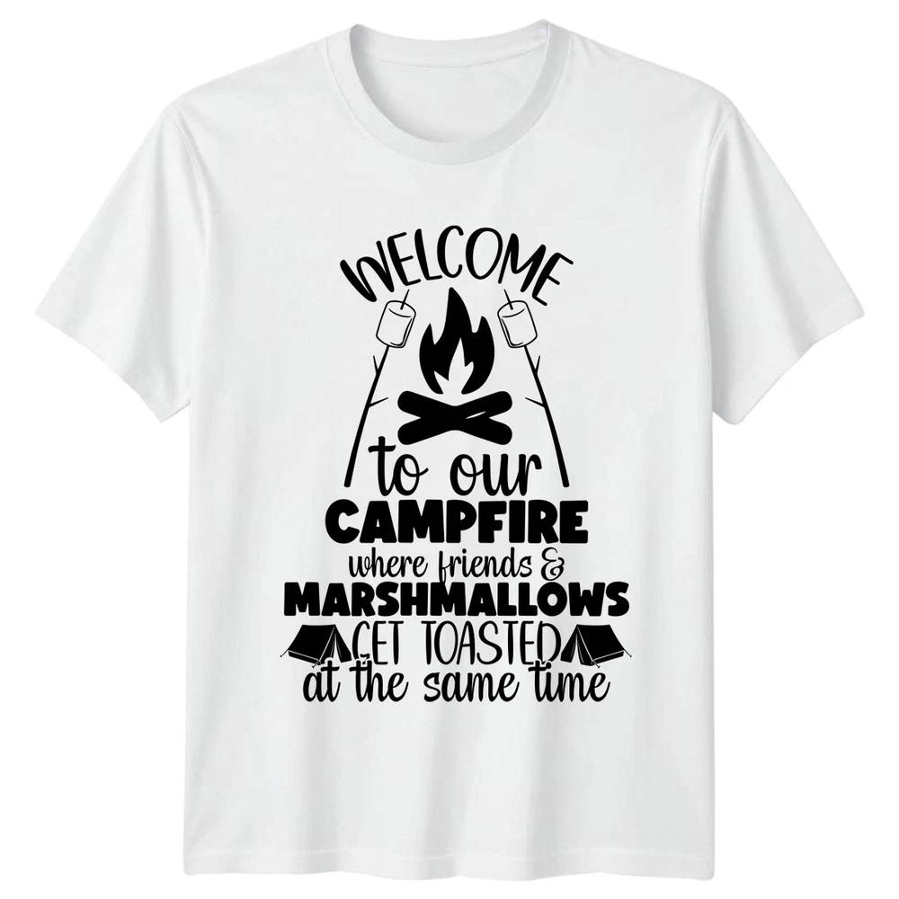 Welcome To Our Campfire Where Friends TShirt Campfire Humor Camping Outdoors S