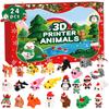 24pcs 3D Printer Animal Figures Christmas Countdown Calendar Set with Blind Box Surprise for Holiday Decoration and Collectible Toys