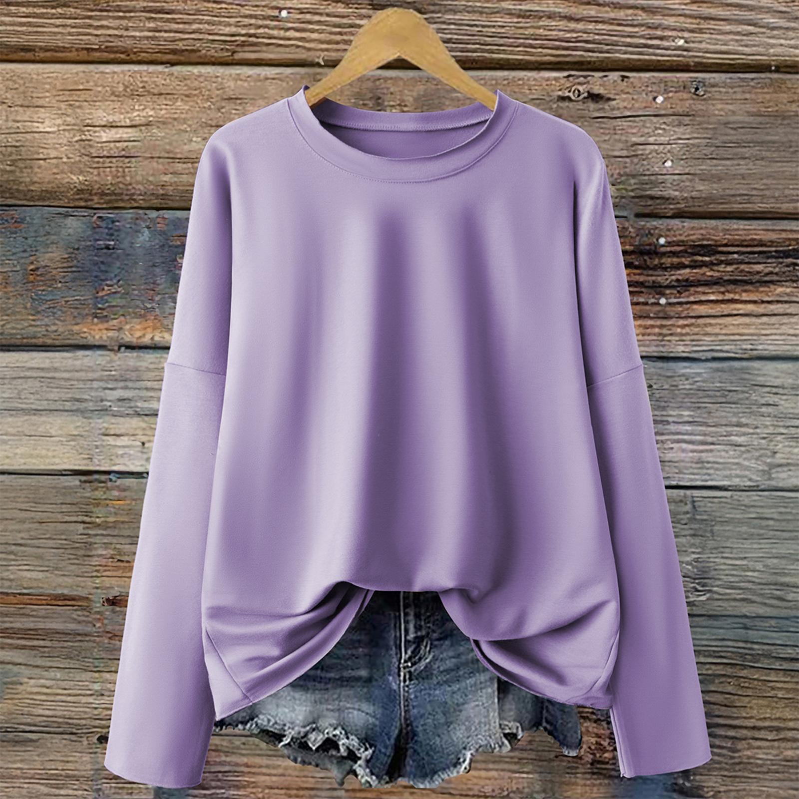 

Женская модная однотонная толстовка с круглым вырезом и длинными рукавами в спортивном повседневном стиле XXL