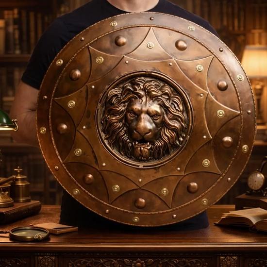 Bronze Lion Head Shield Medieval Viking Roman Wall Decor Birthday Gift
