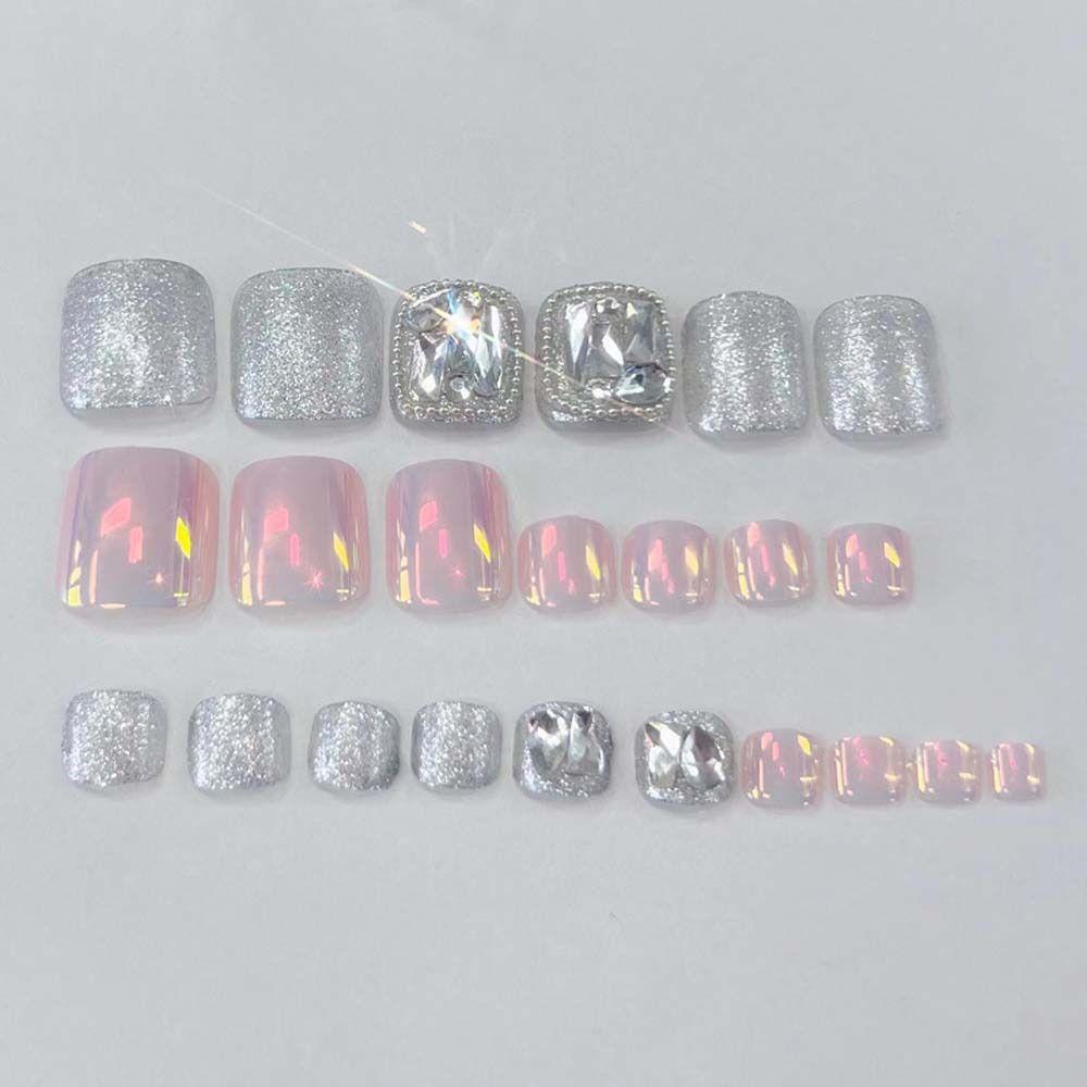 Luxury  False Toenails Rhinestone Fake Toenails Full Cover False Nails Short Nails Patch