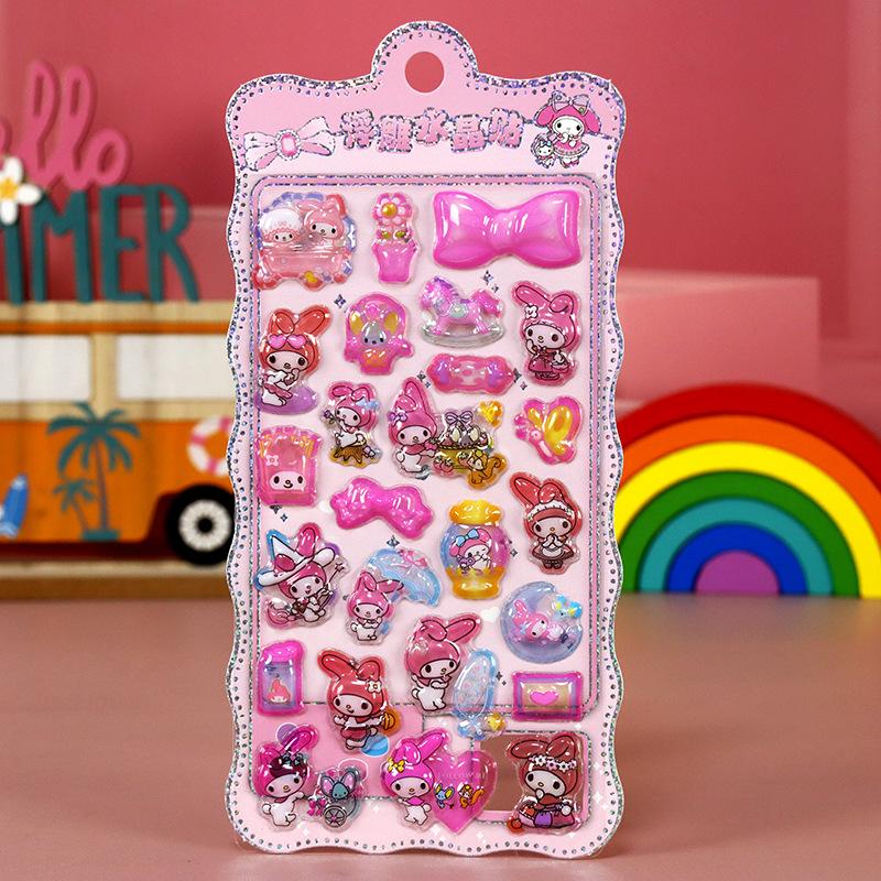 1pcs Kawaii Sanrio Kuromi Cartoon 3D Relief Stickers Aesthetic Waterproof DIY Diary Laptop Cute Anime Decoration Sticker Toys