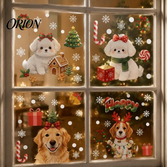 Reusable Puppy Window Clings Cute Dog Christmas Static Stickers, Waterproof PVC Holiday Decals for Home Festive Glass Door Stickers Store Glass,