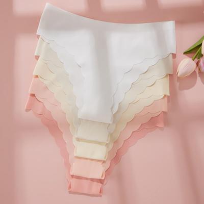 Culotte respirante en nylon grande taille sans coutures taille basse - Sous-vêtement invisible en soie glacée pour femme